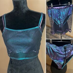Rave Iridescent/metallic Mesh top & bottom Set
